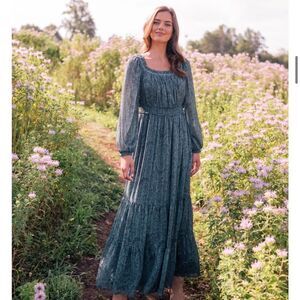 NWOT Gal Meets Glam Laurel Dress Green Maxi Dress Sz 10 Nordstrom Fairycore Goth